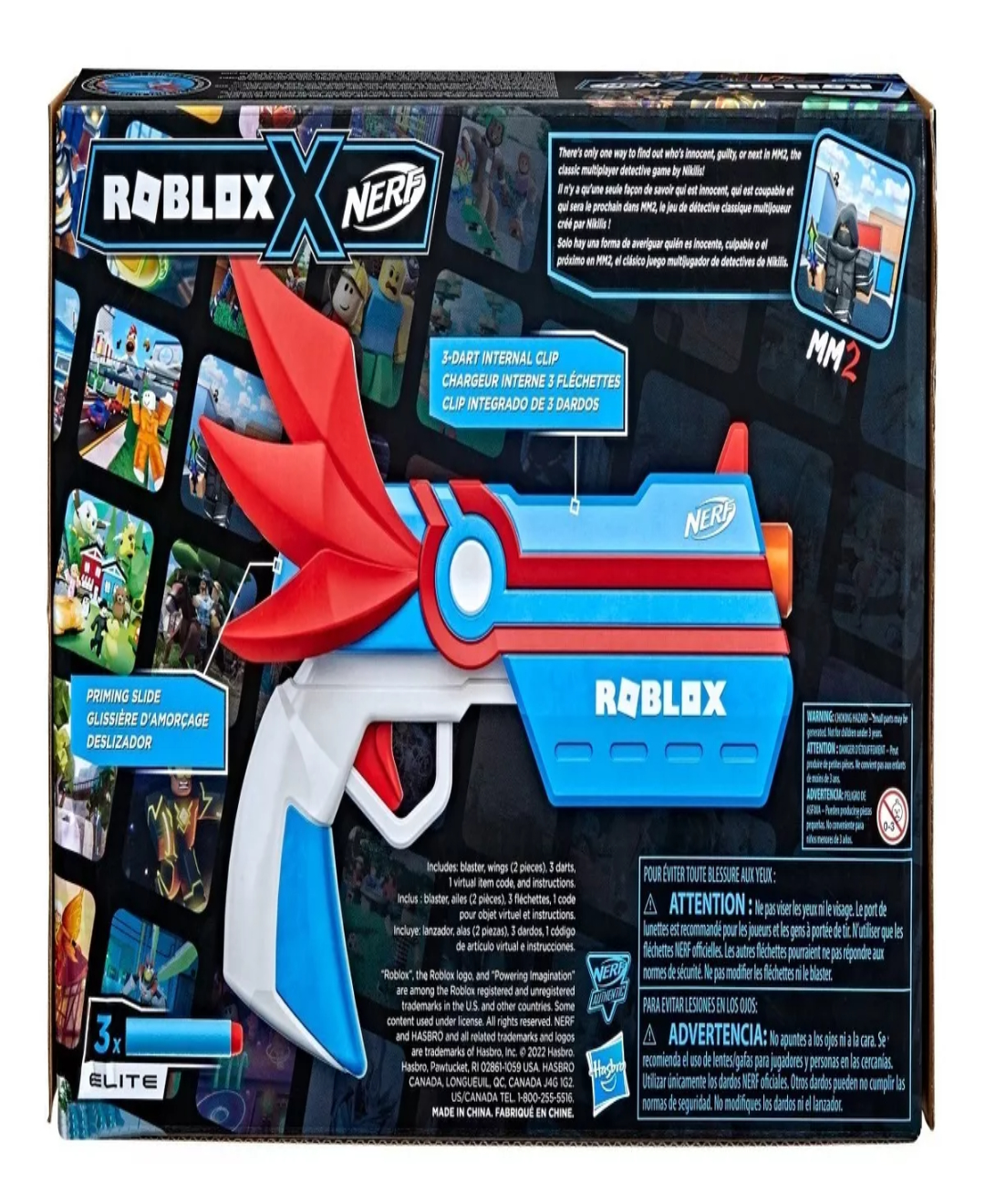 Lanzador Nerf Elite Roblox Mm2 Dartbringer Con 3 Dardos 8+