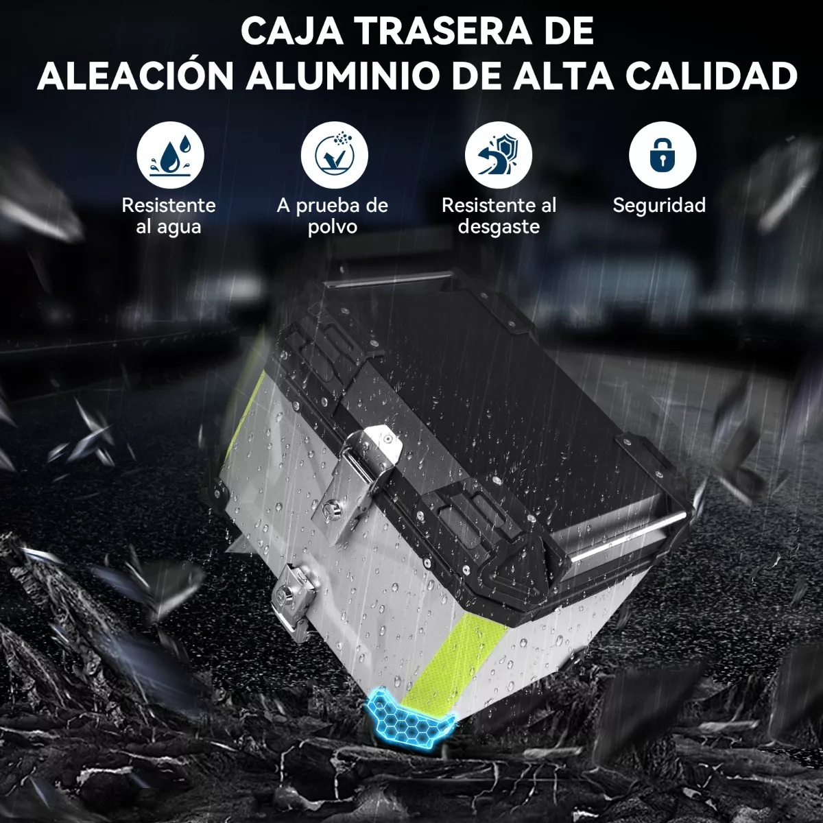 Maletero Para Moto Aluminio 45l Caja Para Moto Impermeable Plata