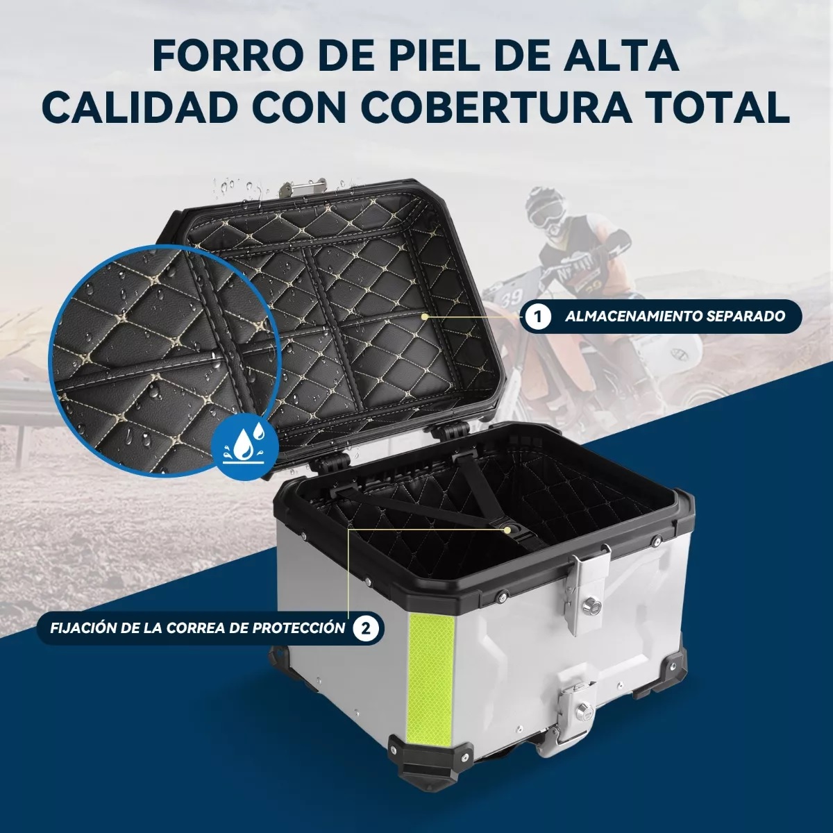 Maletero Para Moto Aluminio 45l Caja Para Moto Impermeable Plata