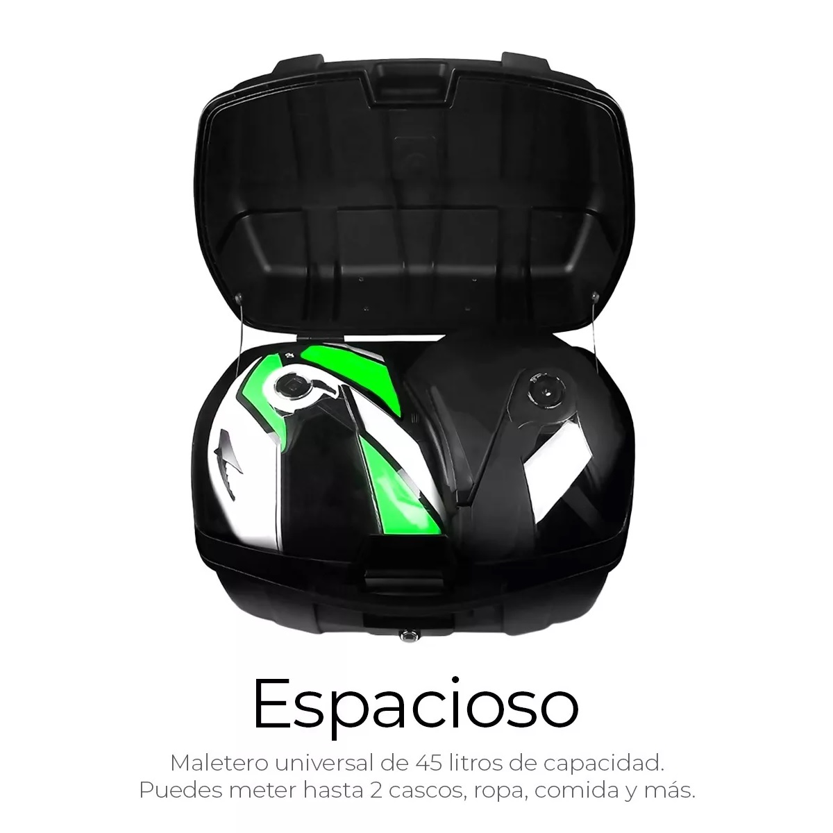 Caja Trasera Para Moto Cajuela 45 L Para 2 Cascos Con Llave