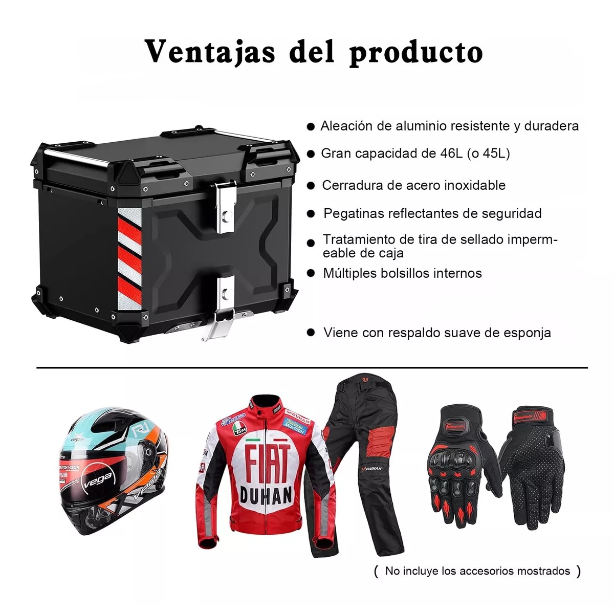 Caja Para Moto Top Case Maletero Todo El Aluminio 45l Negro