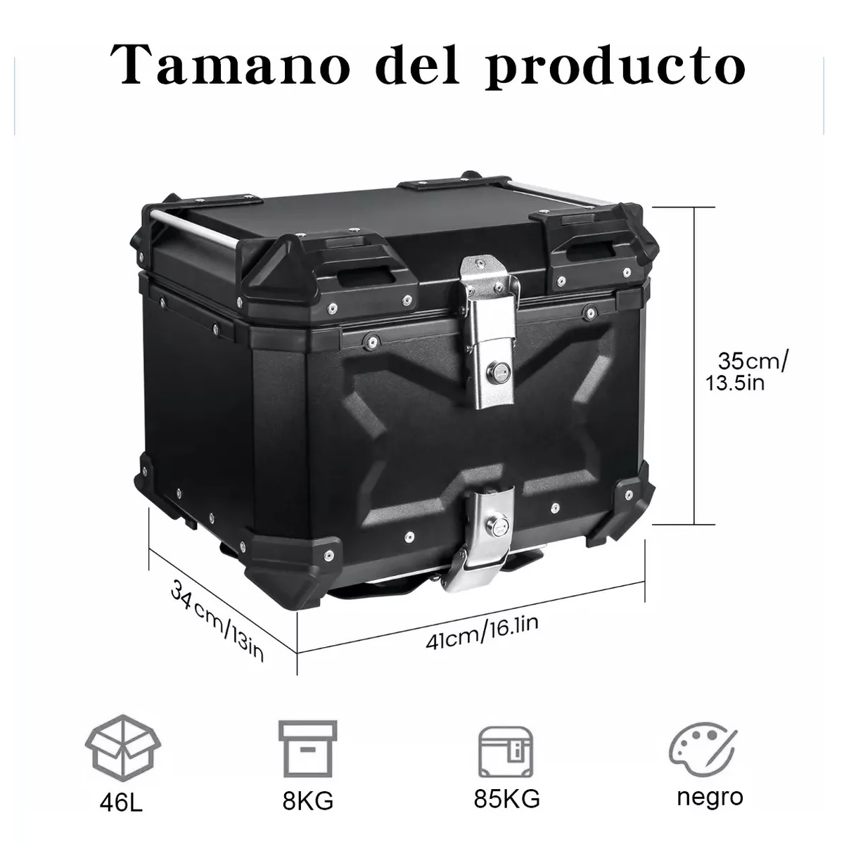 Caja Para Moto Top Case Maletero Todo El Aluminio 45l Negro