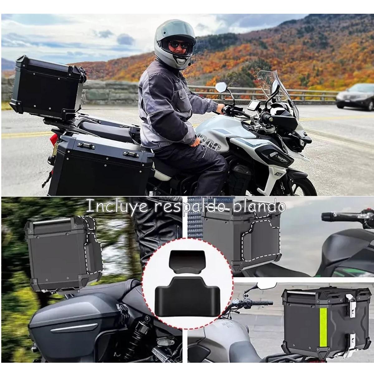 Caja Para Moto Top Case Maletero Todo El Aluminio 45l Negro