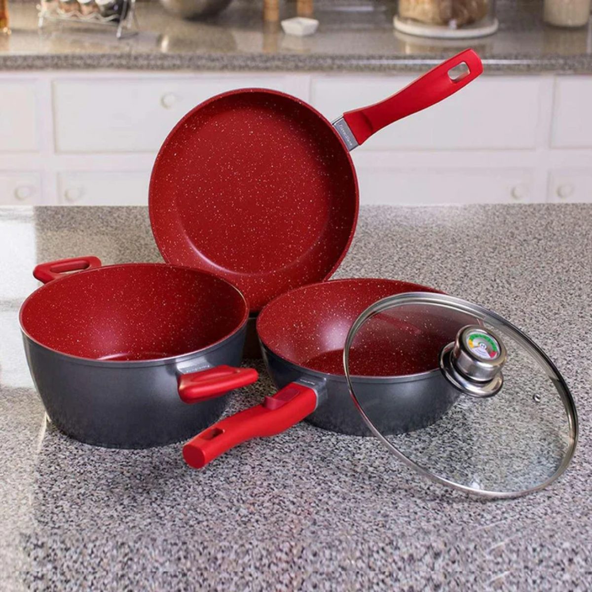Batería de Cocina 6 Piezas roja Flavor Stone