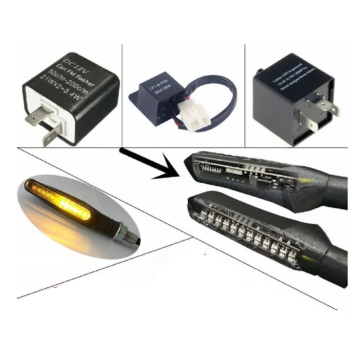 4 Indicadores LED Secuenciales Para Moto - Ámbar, Impermeables, Universales Para Honda, Yamaha, Suzuki