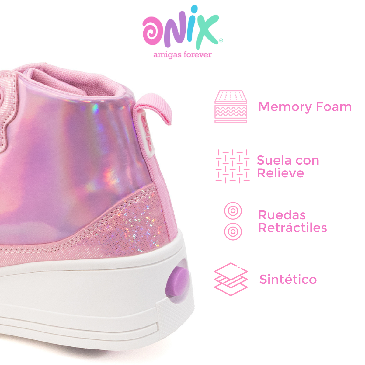 Tenis Patín Onix Para Niña Magic Wink Rosa.
