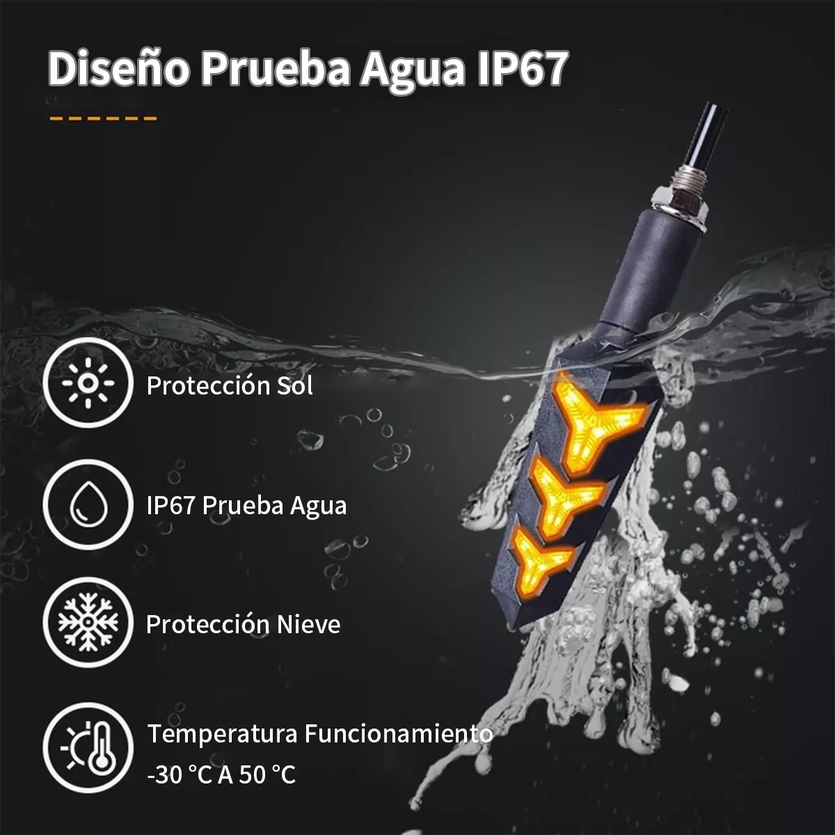 Par Direcciónales Led Motocicleta Secuencial Doble Función 2pz Amarillo/Azul