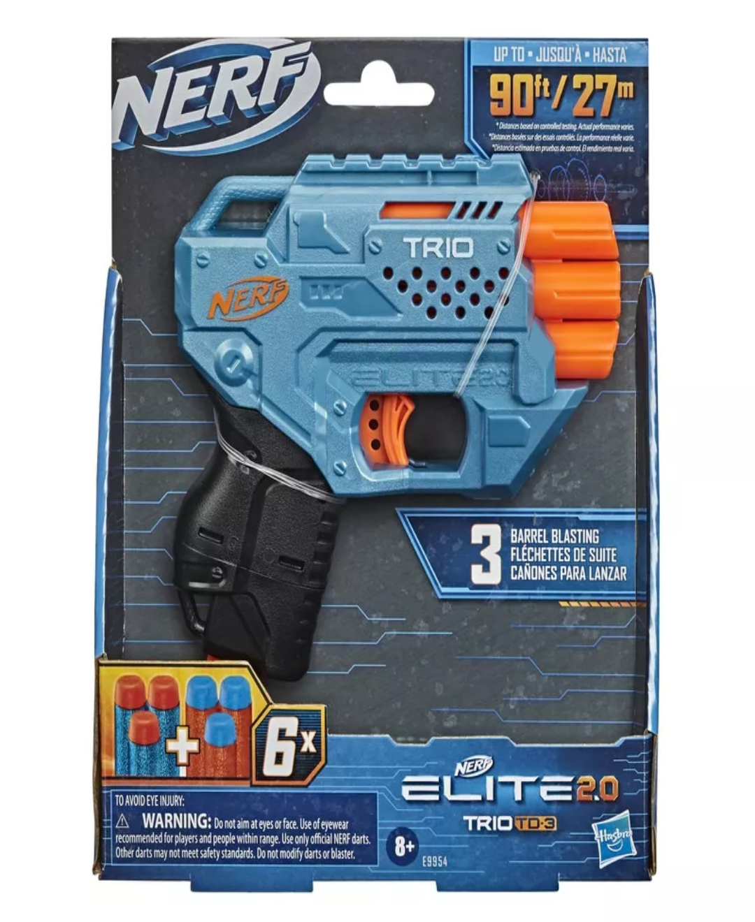 Lanzador Nerf Elite 2.0 Trio Td-3 Con 6 Dardos 8+.