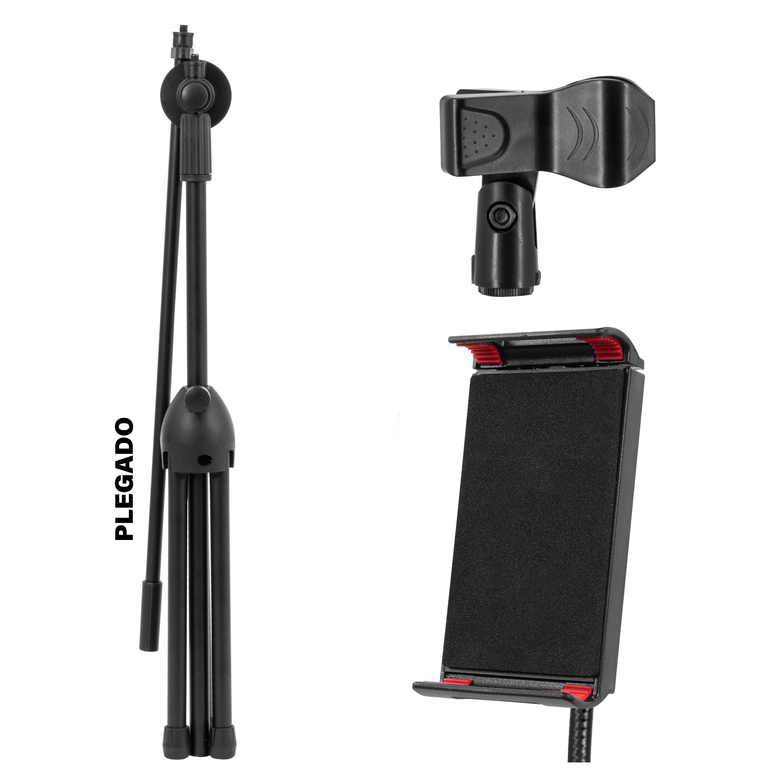 Soporte para Micrófono y Tablet con Altura y Ángulo Ajustables, Atril Profesional Karaoke con Soporte para Ipad, se Adapta a Dispositivos de 20cm