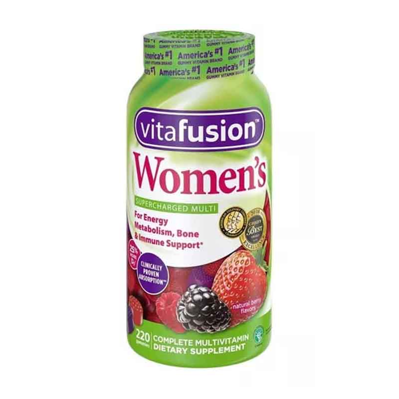 Multivitaminico Mujer VitaFusion 220 gomitas sabor frutos rojos energia metalbolismo vitaminas
