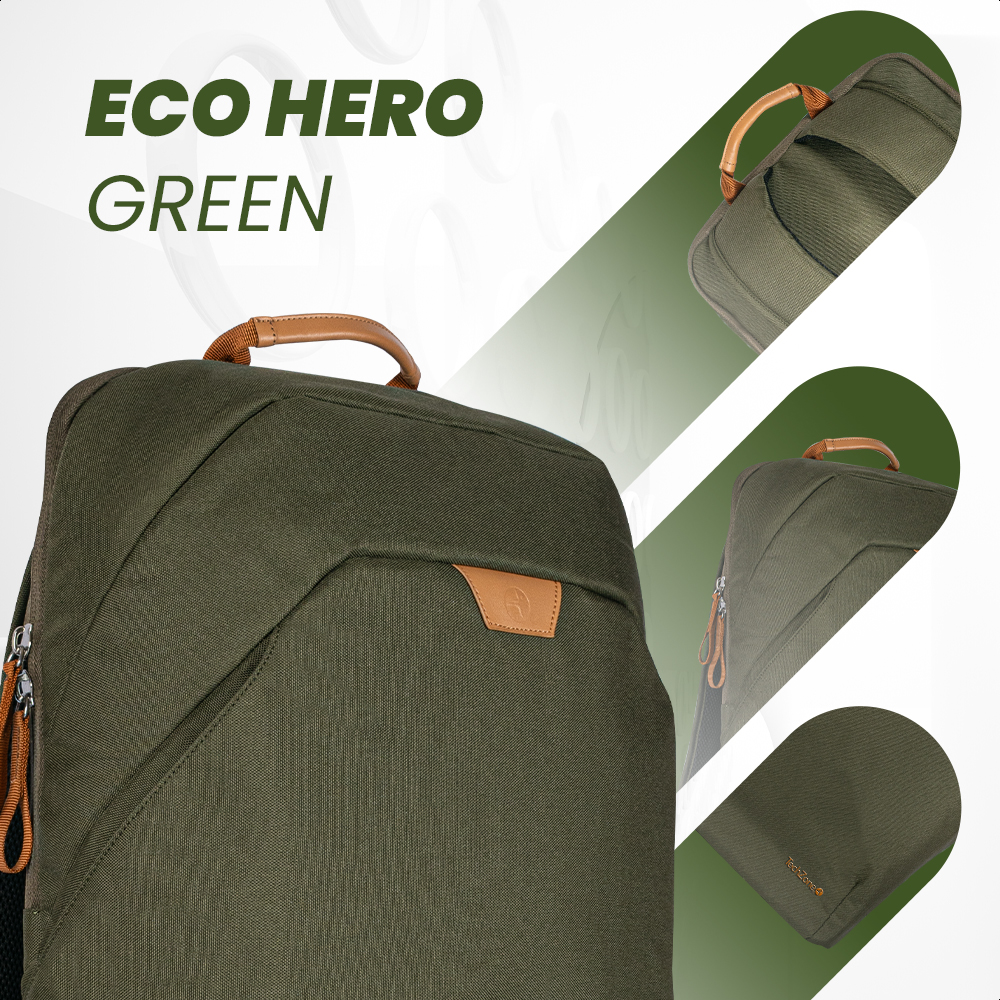 BACKPACK TECHZONE PORTA LAPTOP PET RECICLADO ECO HERO GREEN