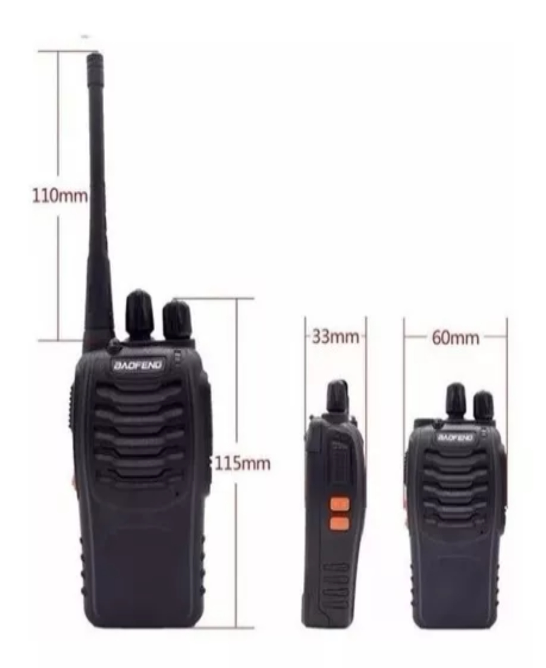 Pack 2 Radios Transmisor Walkie Talkie Baofeng 888s Color Negro Bandas De Frecuencia 400-470 Mhz