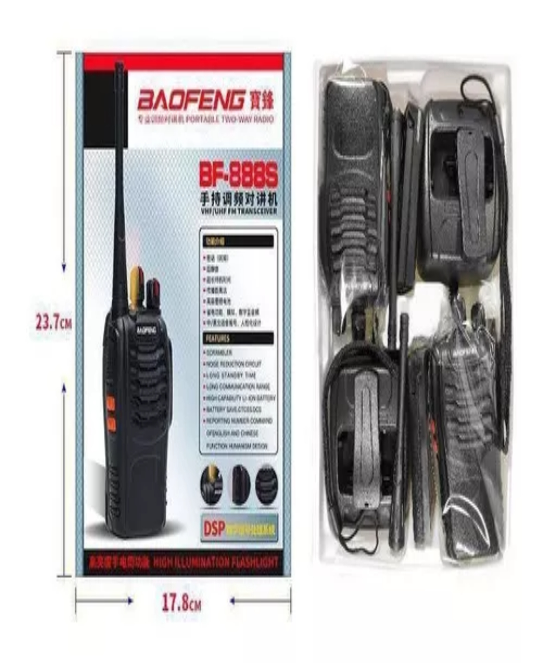 Pack 2 Radios Transmisor Walkie Talkie Baofeng 888s Color Negro Bandas De Frecuencia 400-470 Mhz
