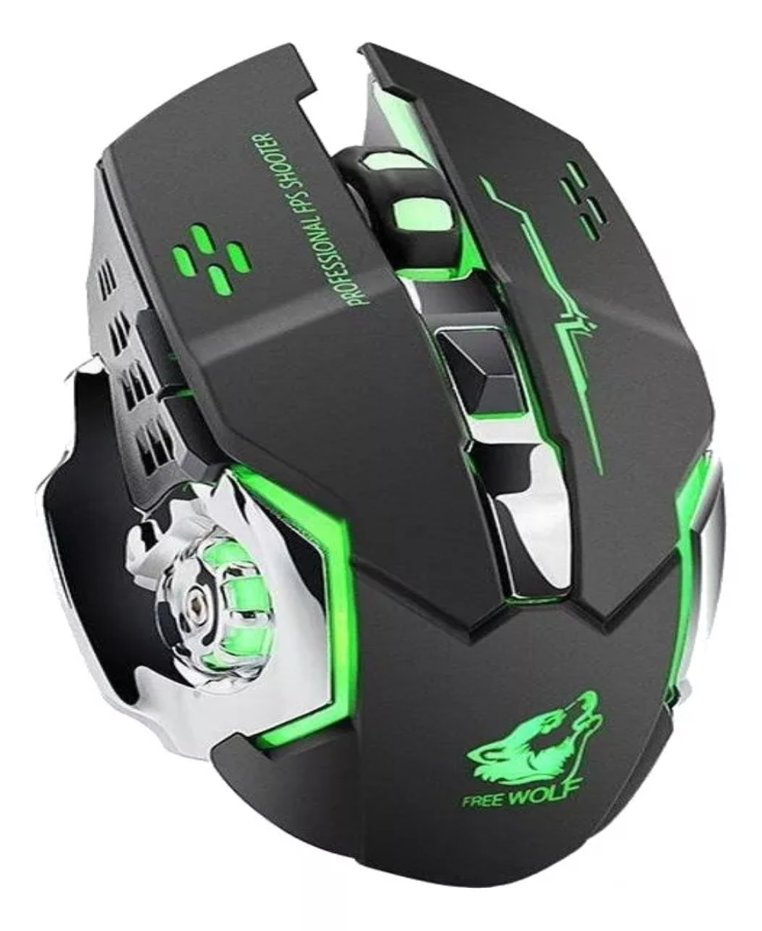 Mouse gamer de juego inalámbrico recargable Free Wolf X8 black