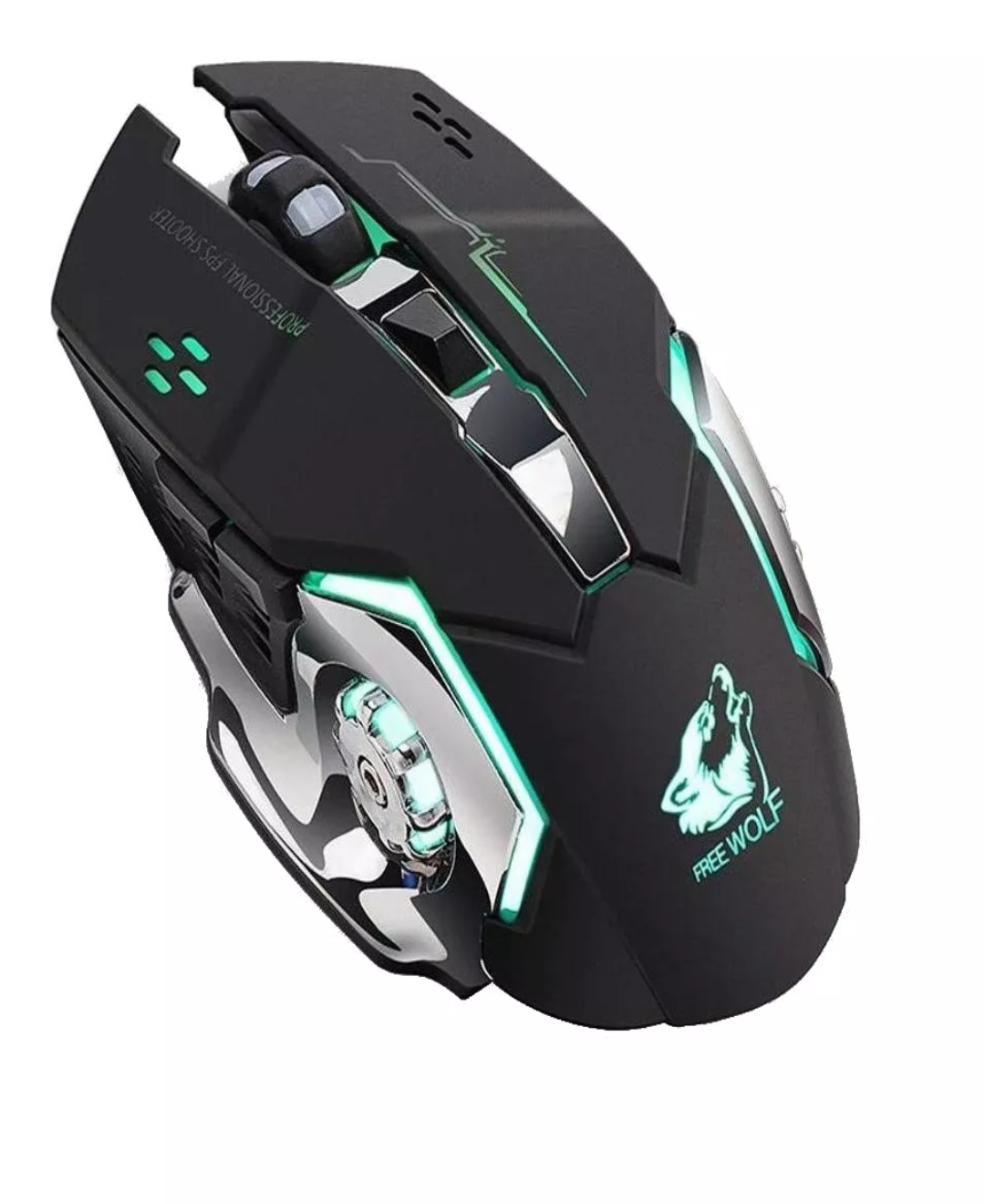 Mouse gamer de juego inalámbrico recargable Free Wolf X8 black