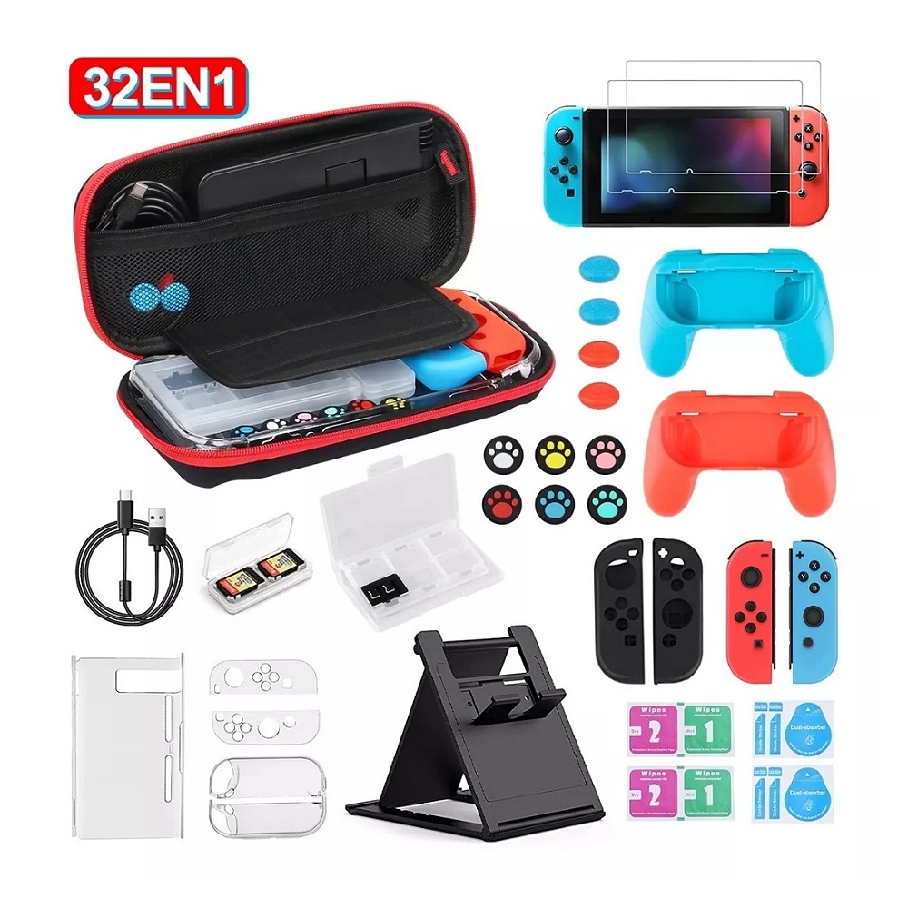Kit De Accesorios Para Nintendo Switch Funda Estuche 32 Pcs