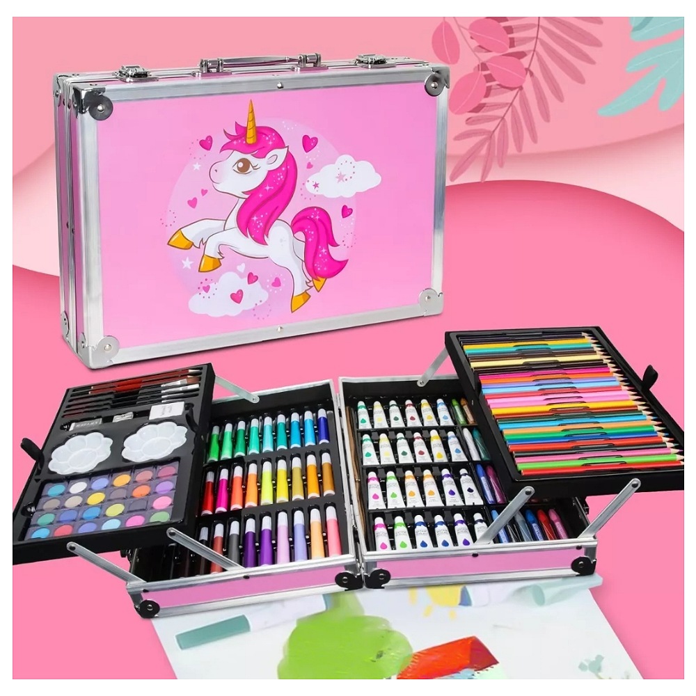 Kit De Lápices De Dibujo Marcadores Plumones Punta 145 Pcs