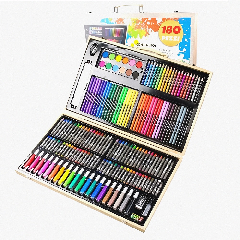 Kit De Lápices De Dibujo Marcadores Plumones Punta 180 Pcs