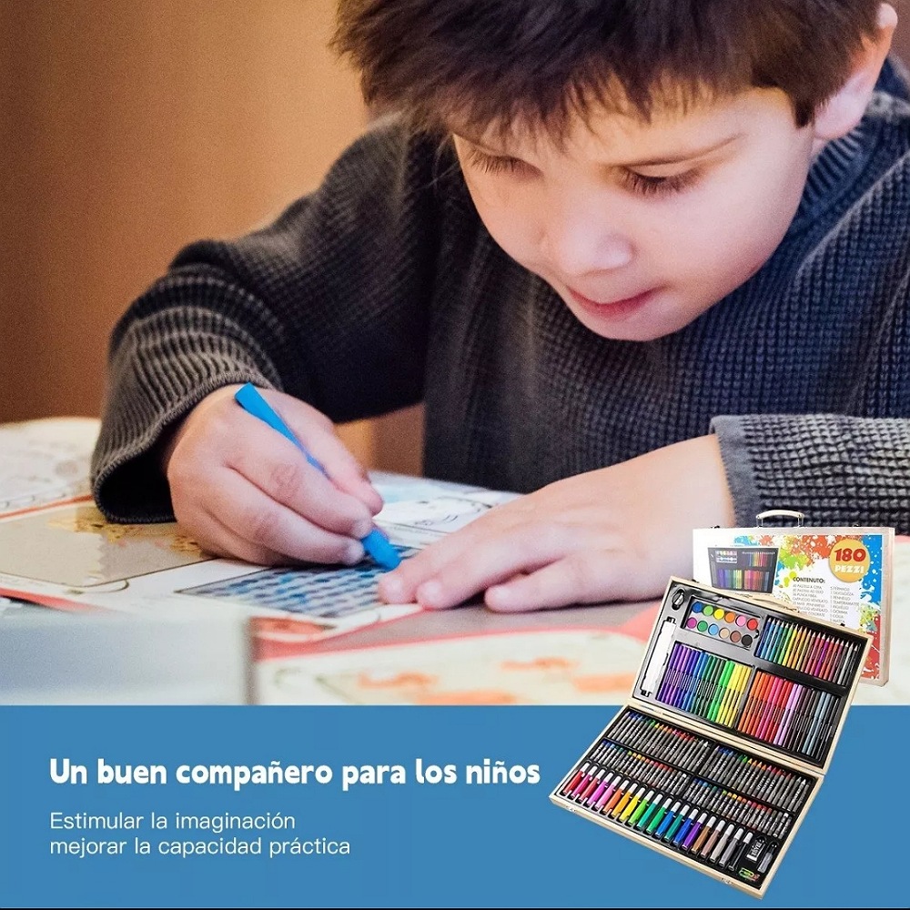 Kit De Lápices De Dibujo Marcadores Plumones Punta 180 Pcs