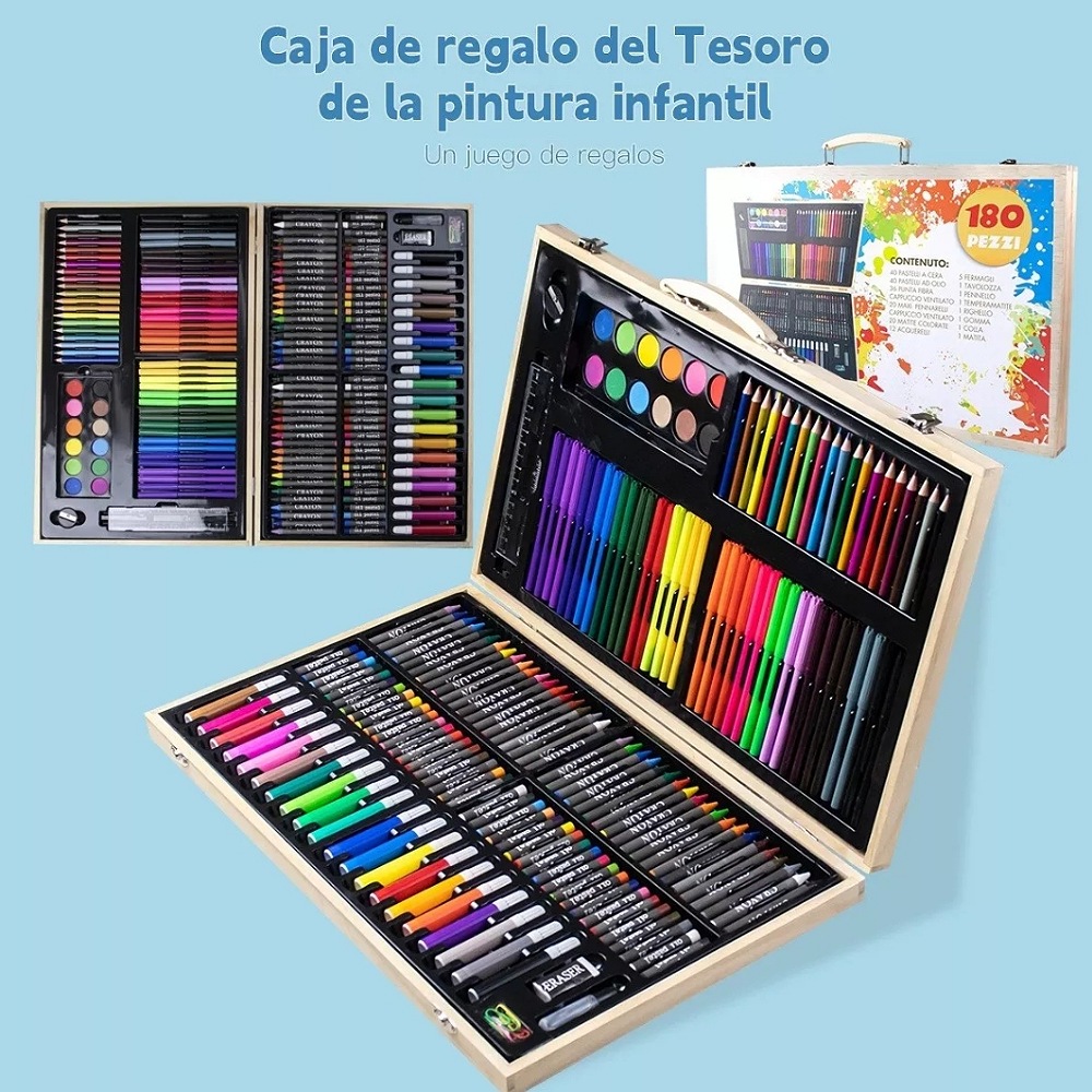 Kit De Lápices De Dibujo Marcadores Plumones Punta 180 Pcs