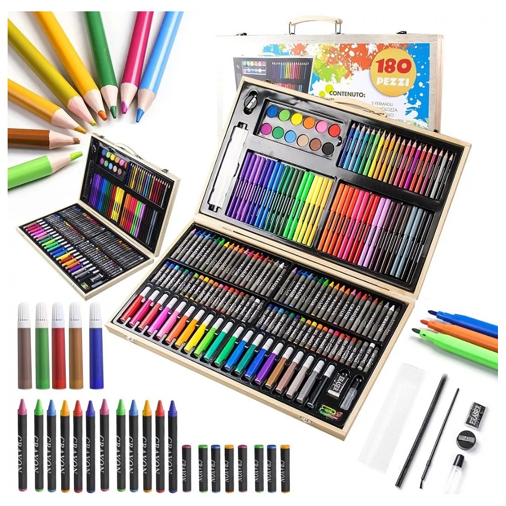 Kit De Lápices De Dibujo Marcadores Plumones Punta 180 Pcs