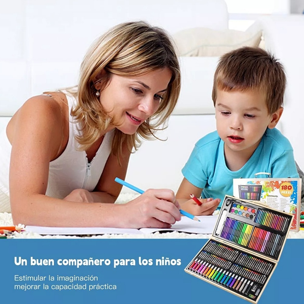 Kit De Lápices De Dibujo Marcadores Plumones Punta 180 Pcs