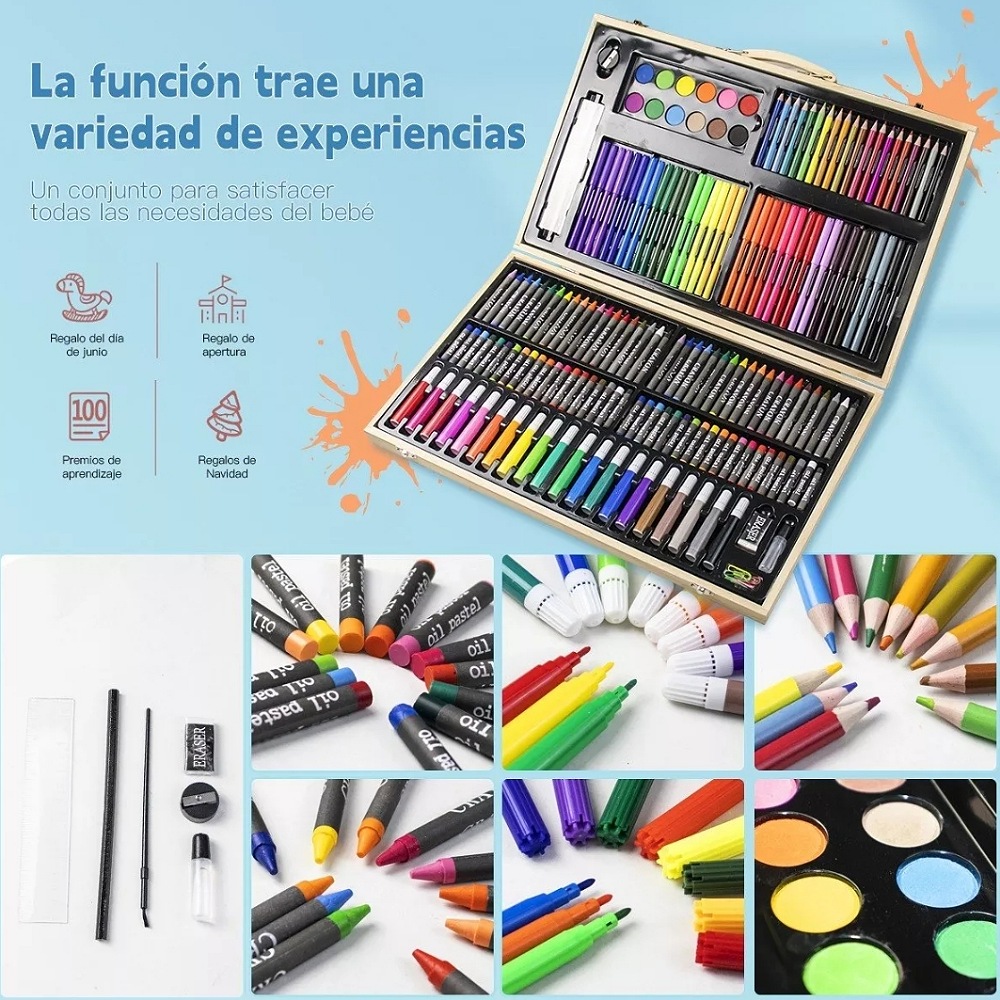Kit De Lápices De Dibujo Marcadores Plumones Punta 180 Pcs