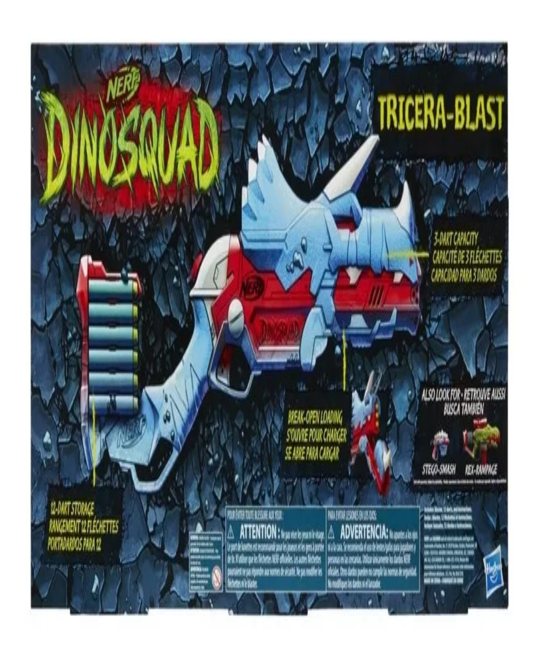 Lanzador Nerf Dinosquad Tricera-blast Con 12 Dardos 8+