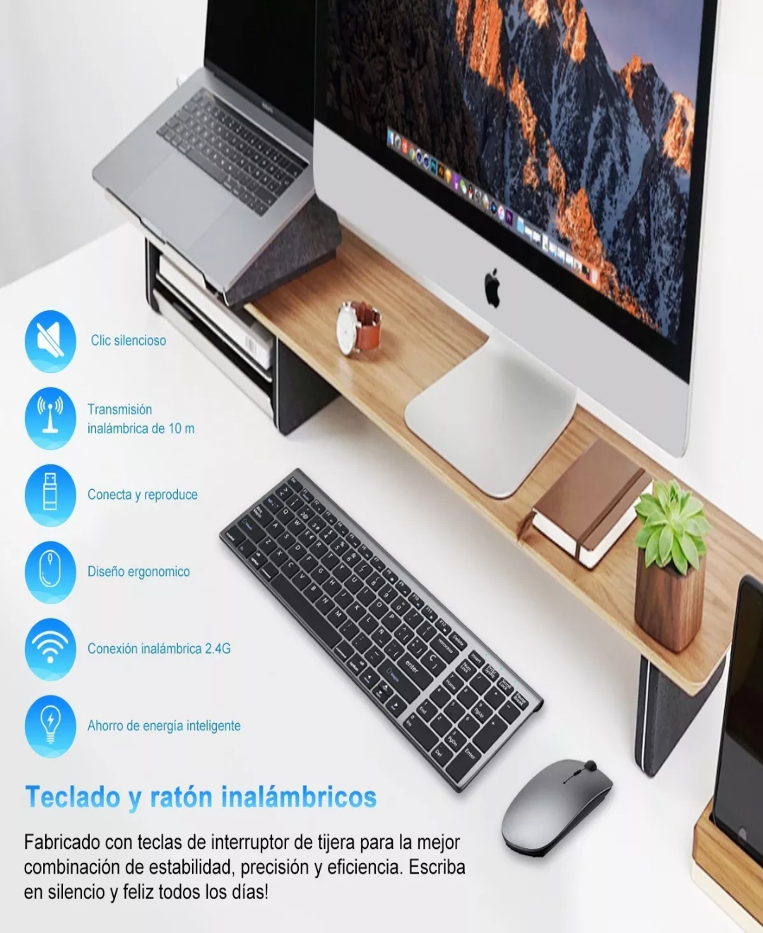 Kit Teclado Y Mouse Inalambrico Español Portátil Por Laptop
