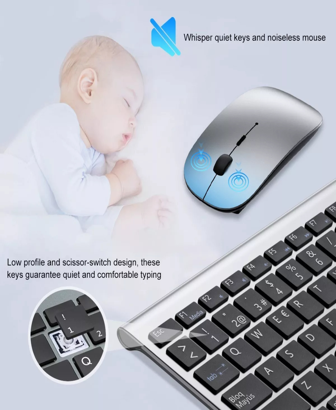 Kit Teclado Y Mouse Inalambrico Español Portátil Por Laptop