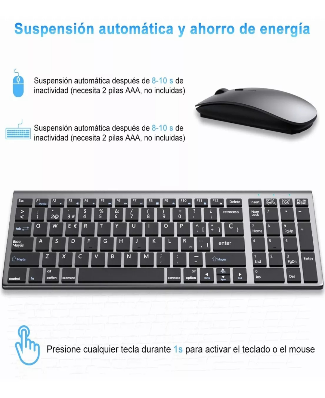Kit Teclado Y Mouse Inalambrico Español Portátil Por Laptop