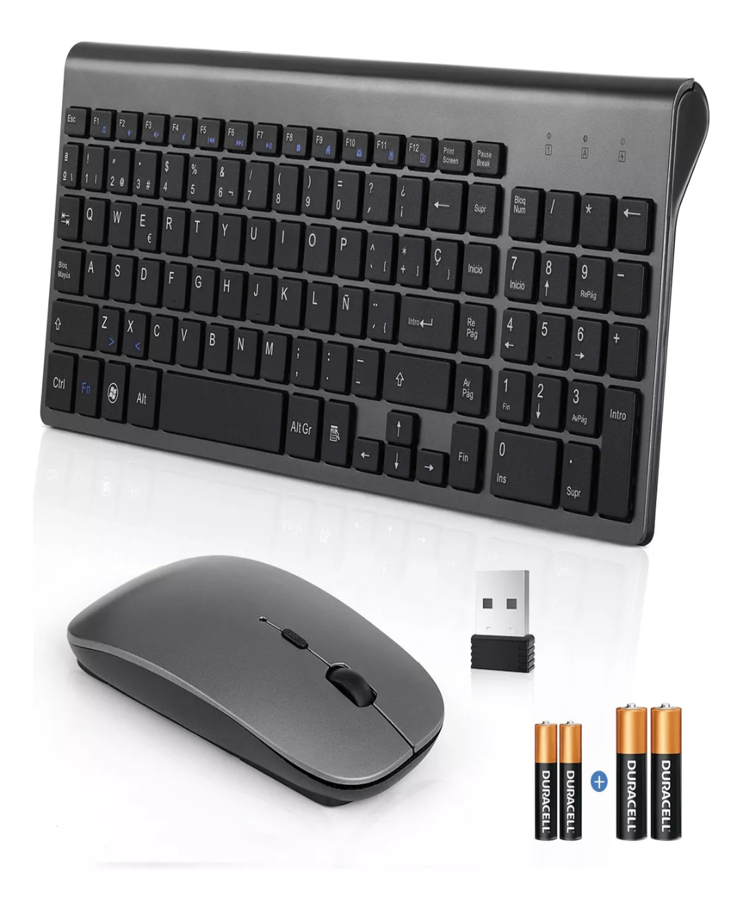 Kit Teclado Y Mouse Inalambrico Español Laptop Pc + Bateria