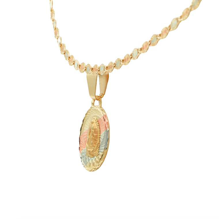 Medalla Y Cadena para Bautizo O Primera Comunión Oro 10 Kilates. Oro Fino Joyería.