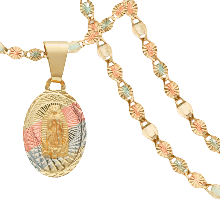 Medalla Y Cadena para Bautizo O Primera Comunión Oro 10 Kilates. Oro Fino Joyería.