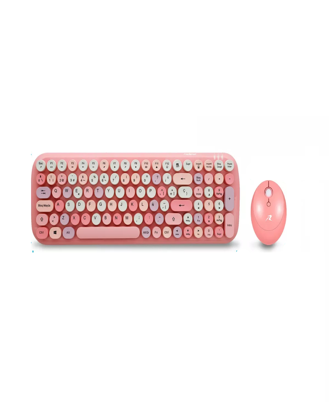 Kit Teclado Y Mouse Inalambrico Retro Vintage Usb Redlemon Color del teclado Rosa
