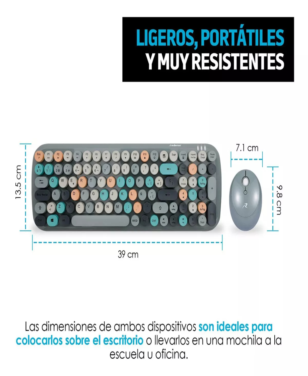 Kit Teclado Y Mouse Inalambrico Retro Vintage Usb Redlemon Color del teclado Rosa