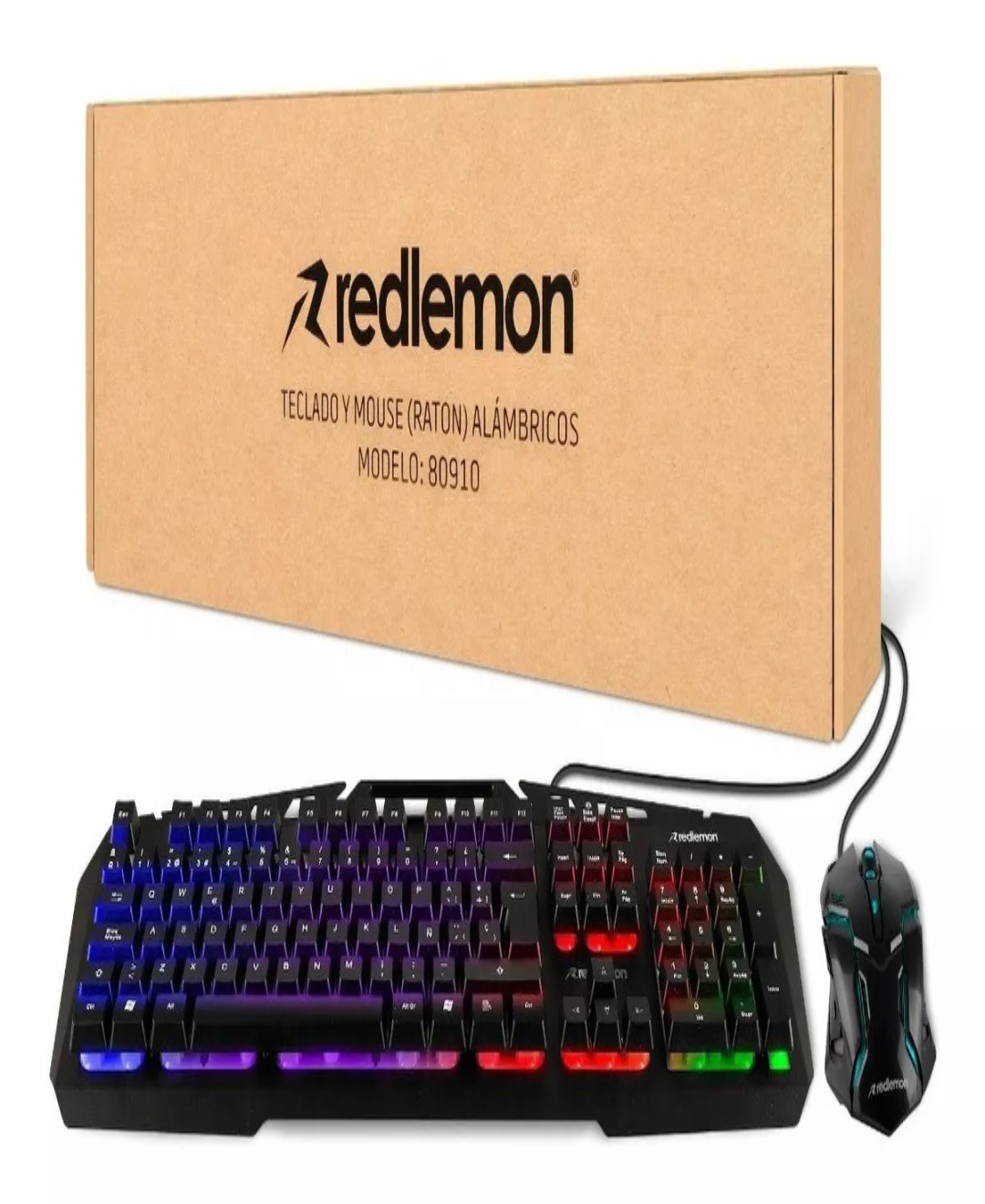 Kit Mouse Y Teclado Gamer Luz Led Español Windows Redlemon Color del teclado Negro