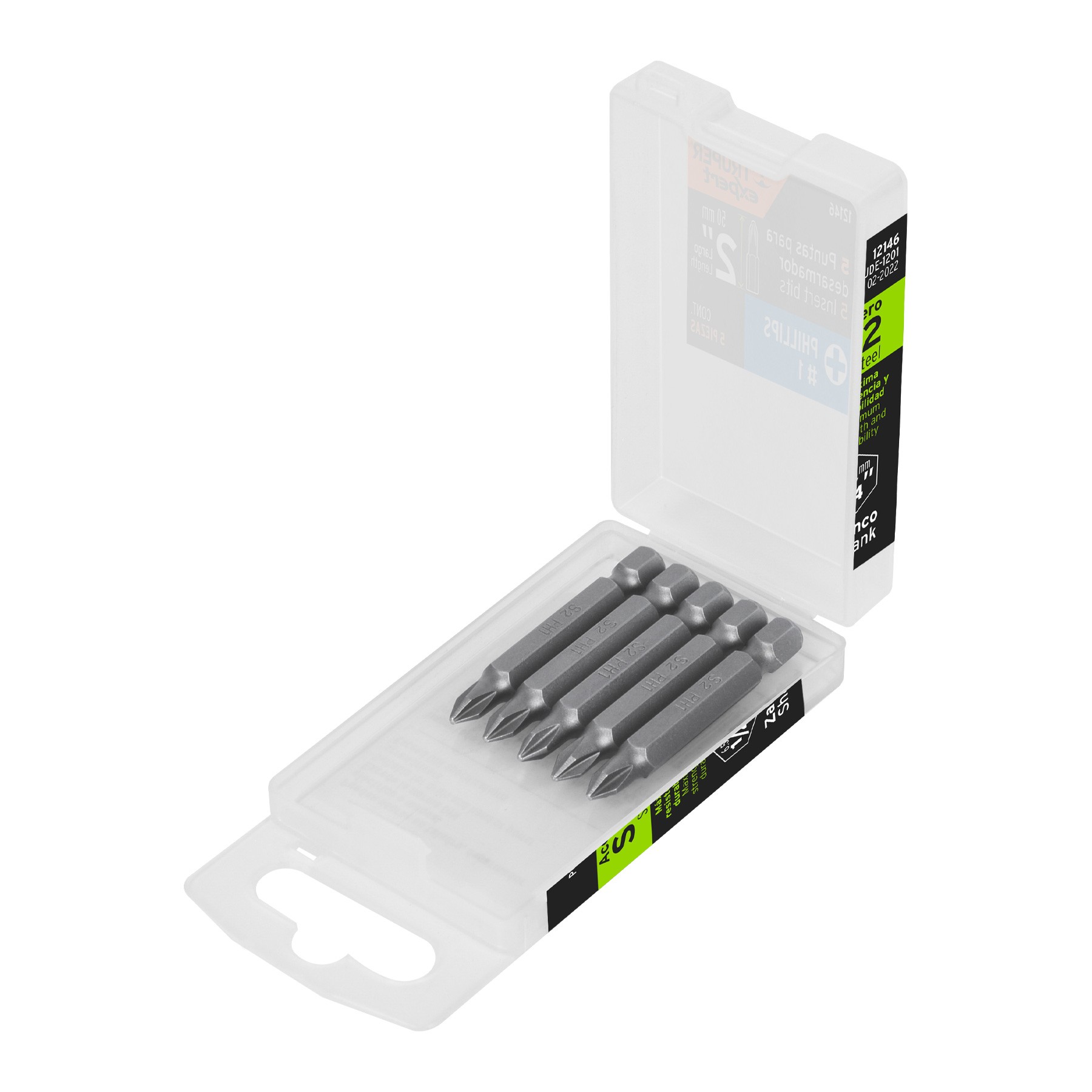 ESTUCHE CON 5 PUNTAS DE CRUZ PH1 LARGO 2", TRUPER EXPERT 12146