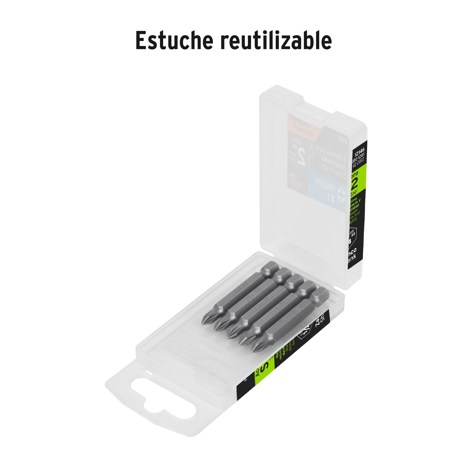 ESTUCHE CON 5 PUNTAS DE CRUZ PH1 LARGO 2", TRUPER EXPERT 12146