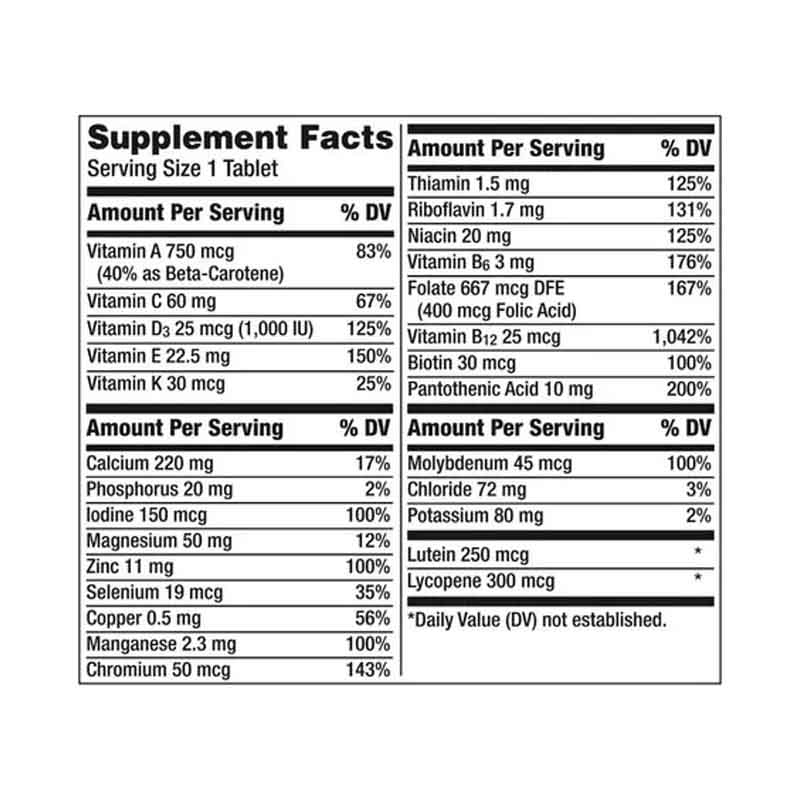 Vitaminas y Minerales Adulto 50+ Silver Centrum 325 tabletas