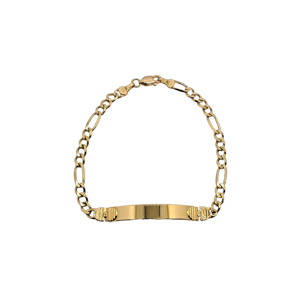 Esclava de oro 10k con placa hombre tejido figaro