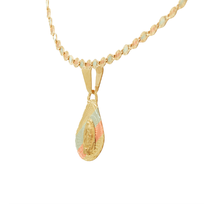 Hermosa Medalla y Cadena Bautizo o Primera Comunión Oro 10 Kilates. Oro Fino Joyería.