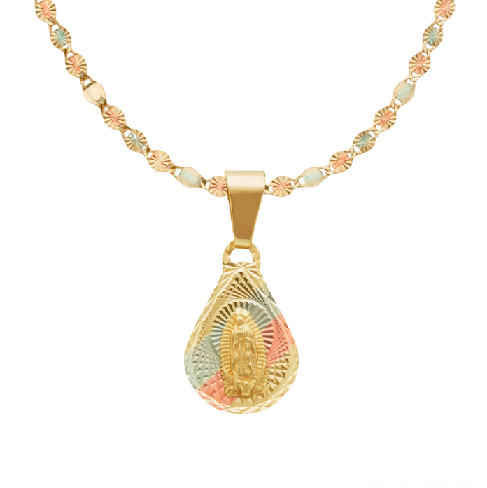 Hermosa Medalla y Cadena Bautizo o Primera Comunión Oro 10 Kilates. Oro Fino Joyería.