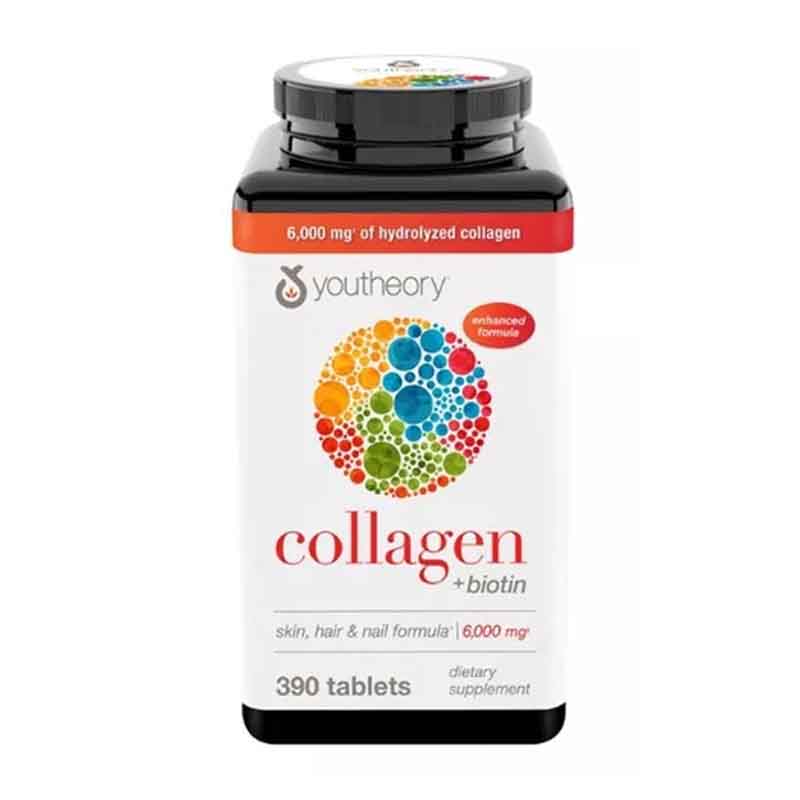 Colageno Hydrolizado 6000mg + Biotin Youtheory 390 tabletas 