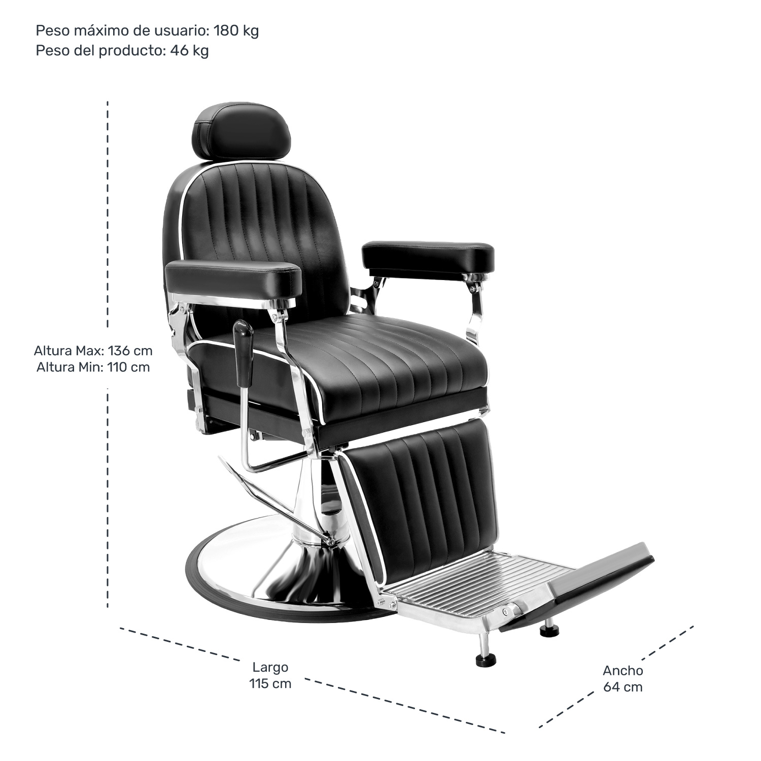 Silla espalda lujo neumatica – Muebles Para Peluquería y Barbería JN