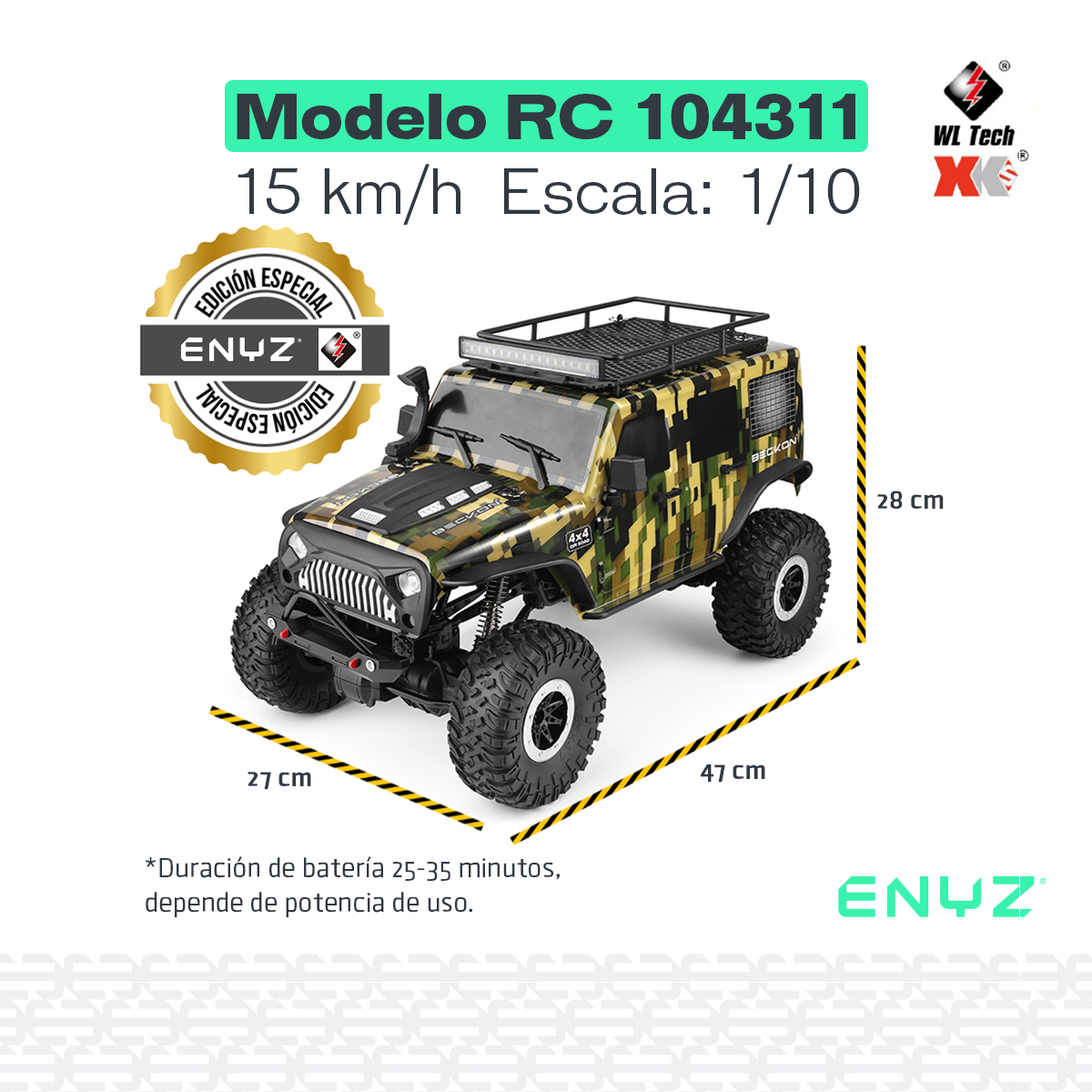 Carro Control Remoto 4x4 off-road 15Km/h 1:10 Jeep Buggy Razer RC ...