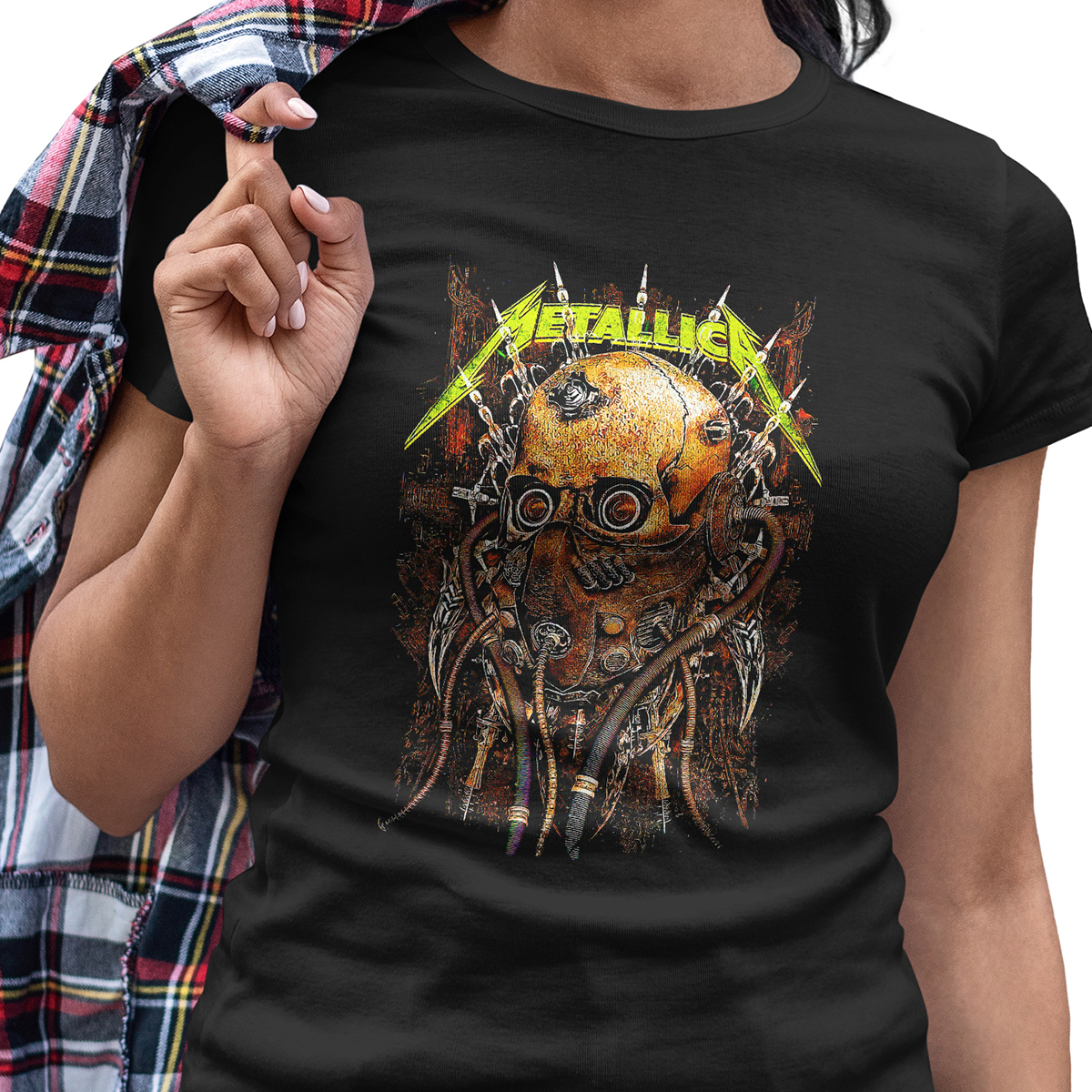 Playera Casual Negra Metallica Banda Heavy Metal para Dama