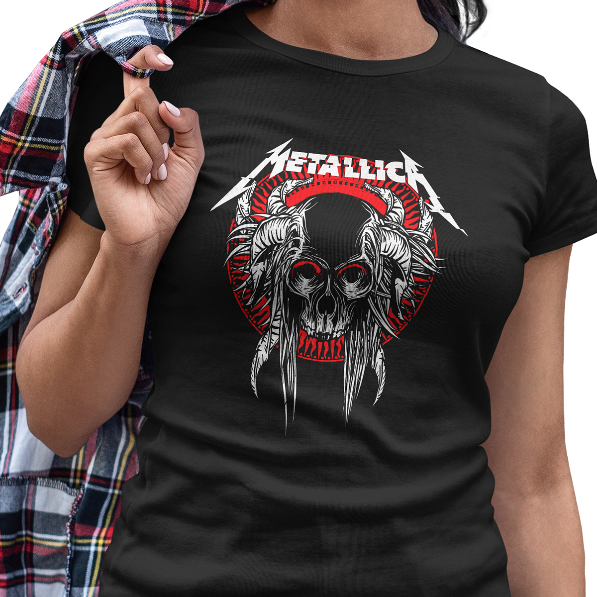 Playera Dama Negra Metallica Banda Heavy Metal
