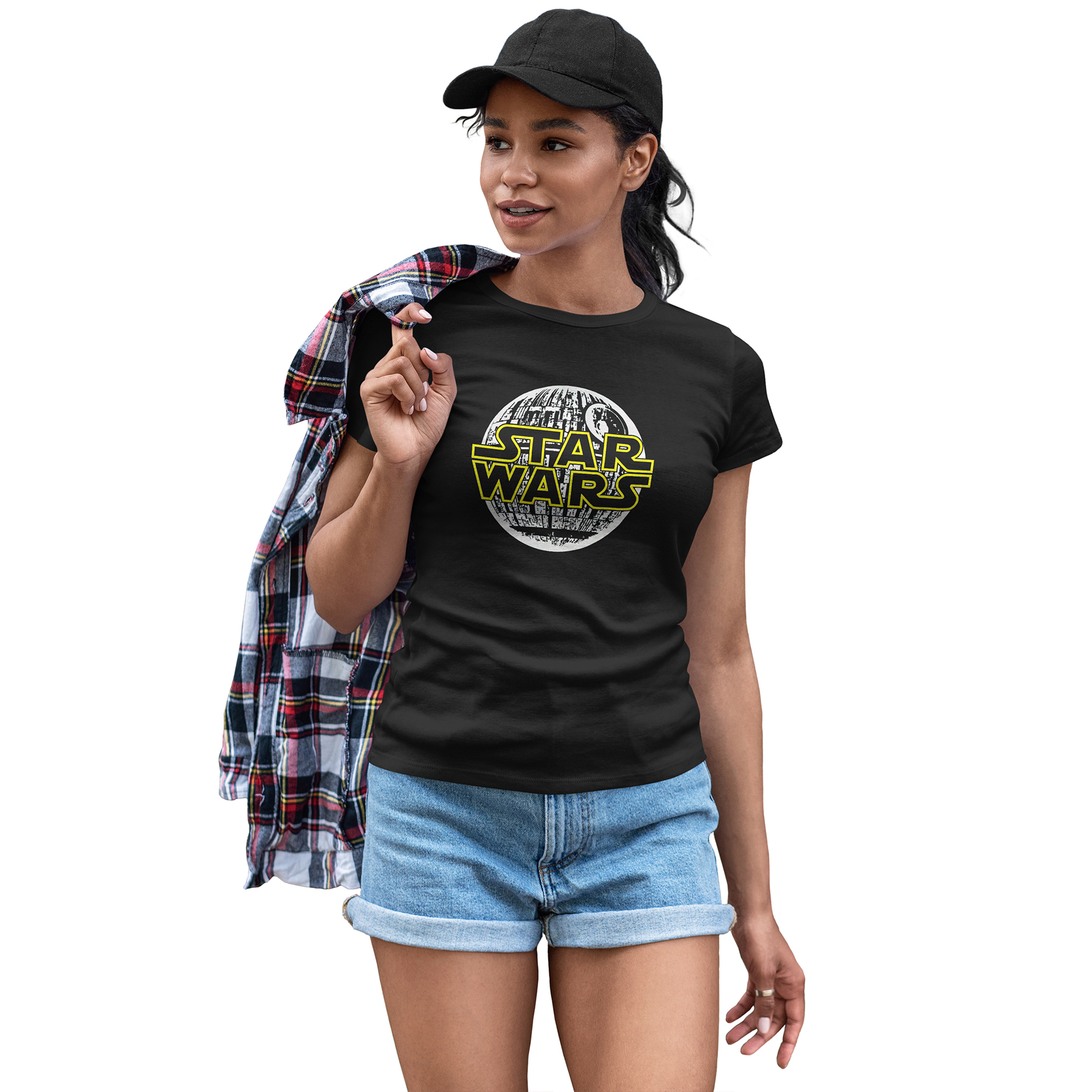 Playera Casual Negra Dama Star Wars Estrella de la Muerte