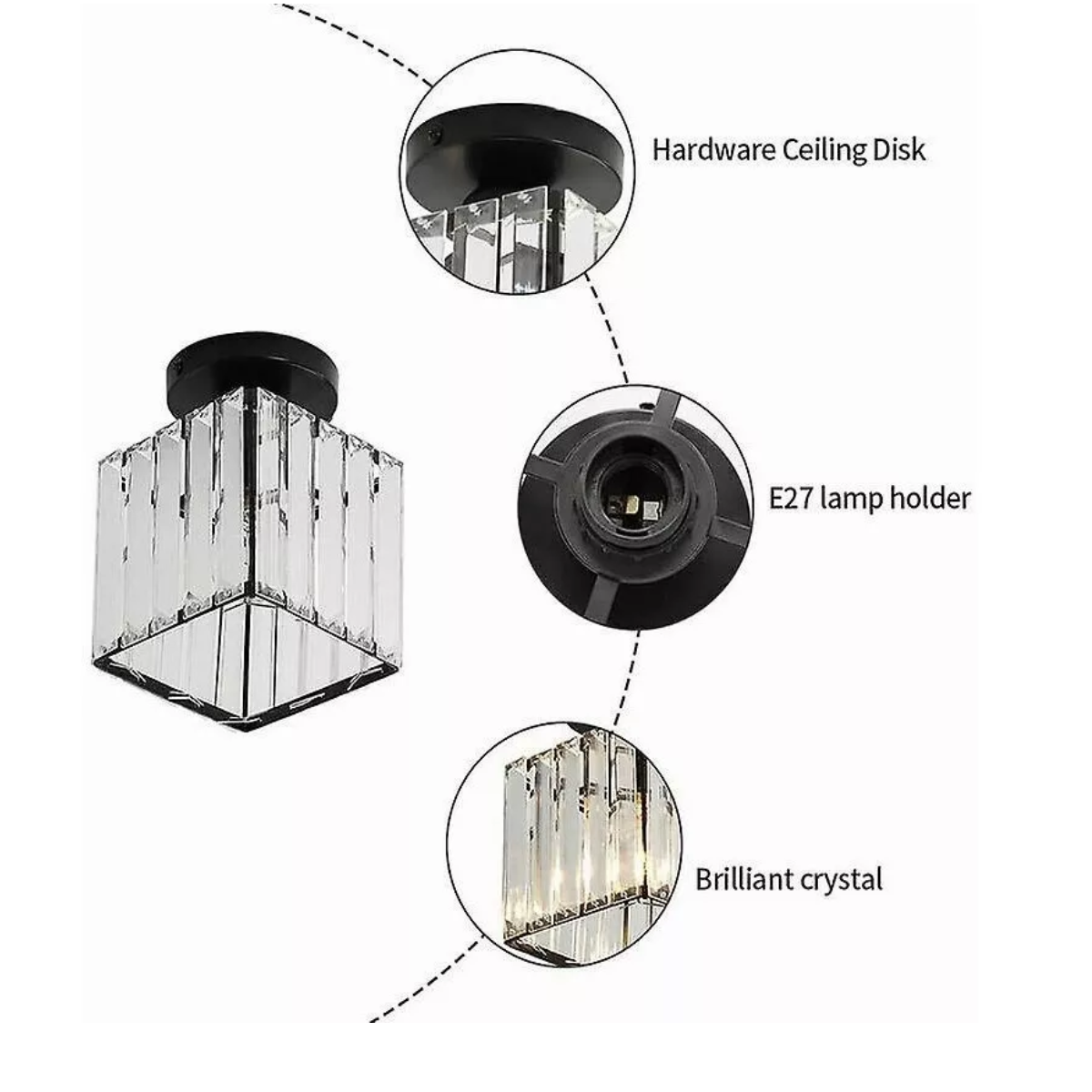 Lámpara De Techo Lámparas Colgante Modernas Cristal Negro Cuadrado